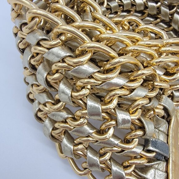 BEAUTIFUL VINTAGE DISCO Belt Gold Chain Link Party 70s 80s Look Heavy Wide - Picture 3 of 6